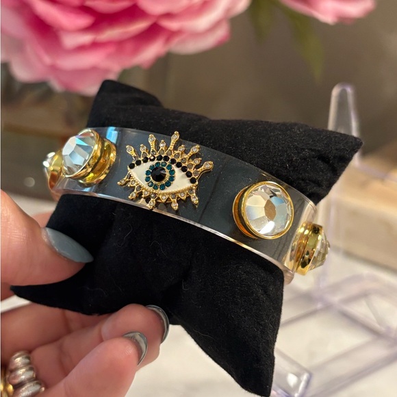 NWT Kurt Geiger Gold and Blue Eye Charm Bracelet with dust bag - Picture 5 of 8